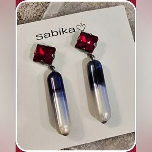 #Sabika Red White Blue Long Dangle Drops #NWOT